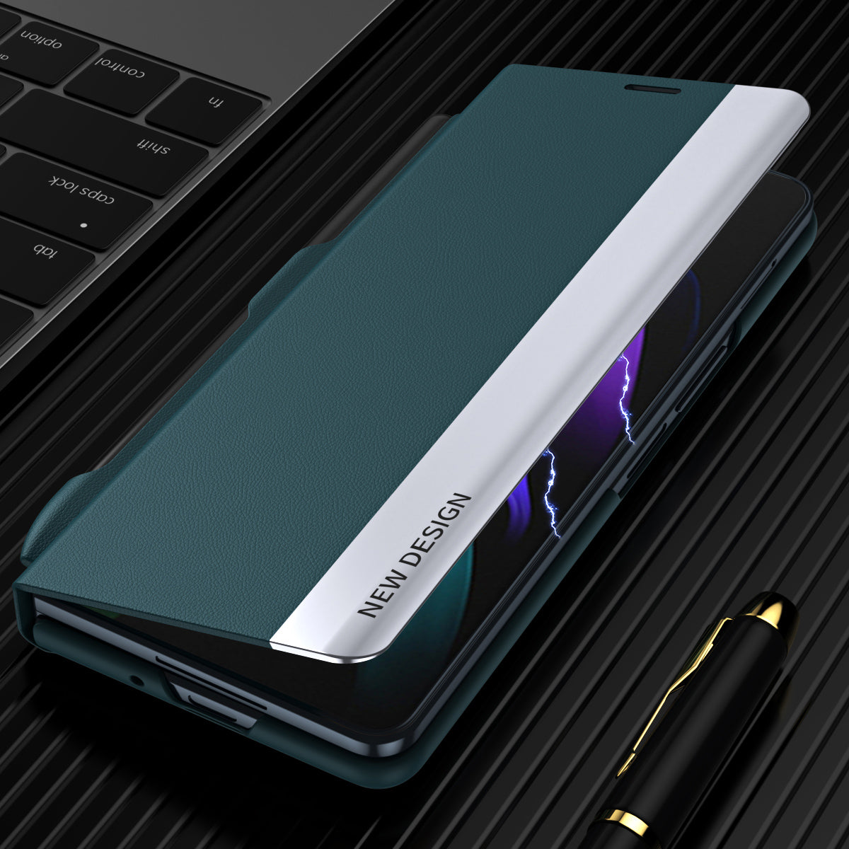 Pouzdro na PC telefon pro Samsung Galaxy Z Fold2 5G Ochranný kryt odolný proti pádu a nárazuvzdorný stojan se slotem pro pero