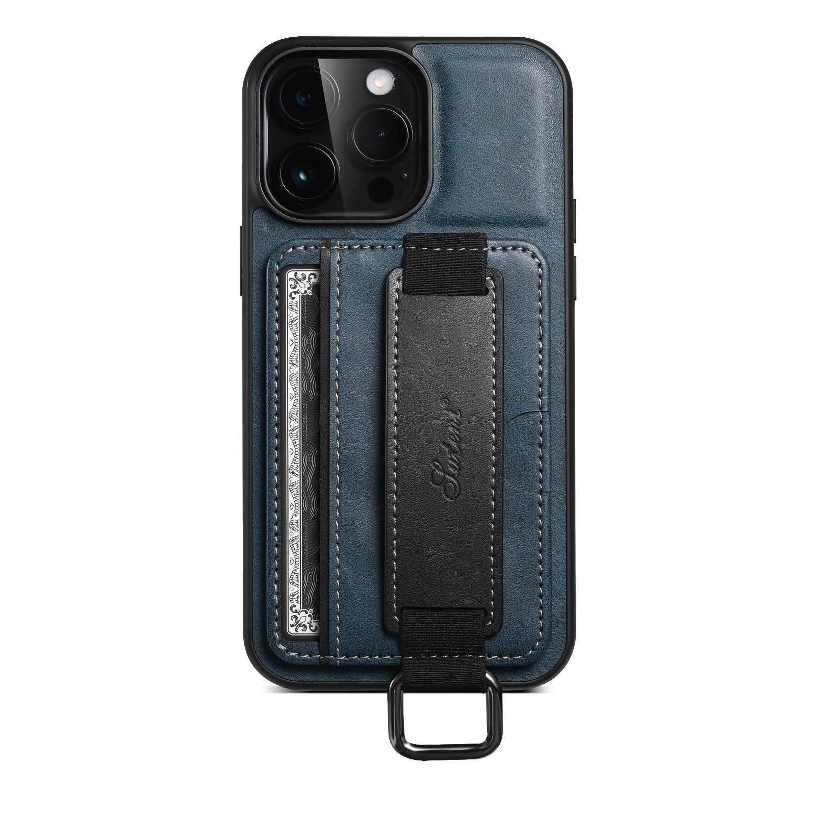 SUTENI H13 For iPhone 13 Pro Max 6.7 inch Card Slot Band Loop Holder Kickstand PU Leather Coated TPU Protective Phone Cover