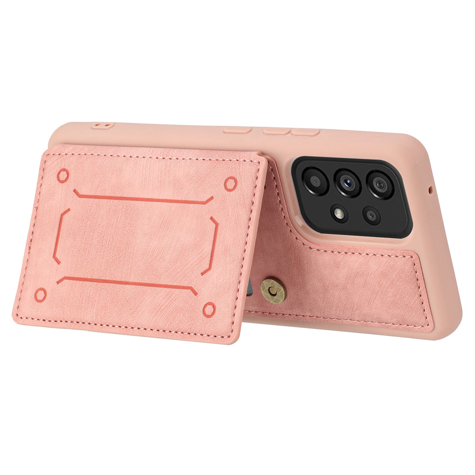 For Samsung Galaxy A53 5G PU Leather Coated TPU Back Case Kickstand Magnetic Clasp Shockproof Cover with Dual Card Holder and Strap