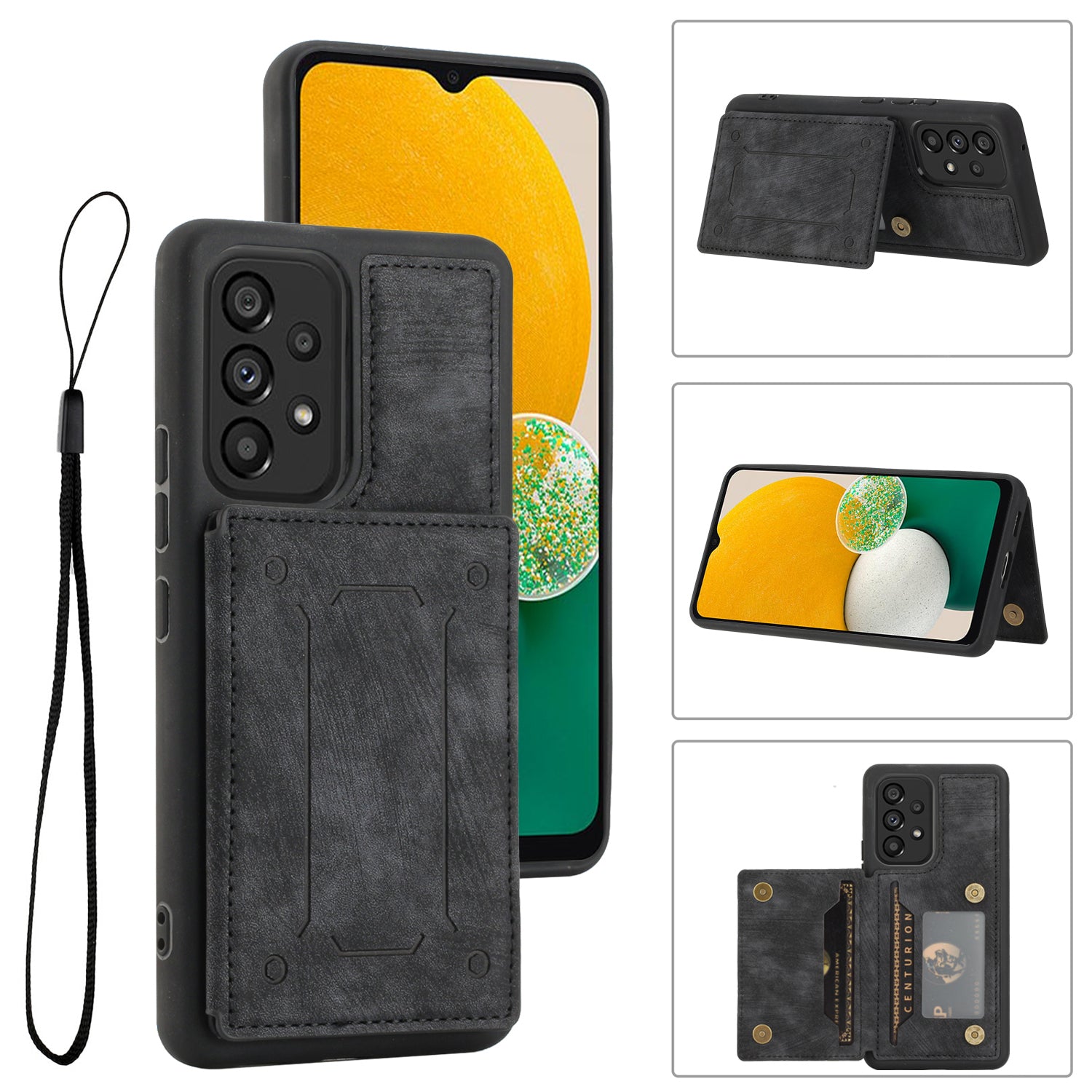 For Samsung Galaxy A13 4G A13 5G A04s 4G (164.7 x 76.7 x 9.1 mm) A04 4G (164.4 x 76.3 x 9.1 mm) M13 5G PU Leather Coated TPU Phone Case Dual Card Holder Kickstand Magnetic Cover