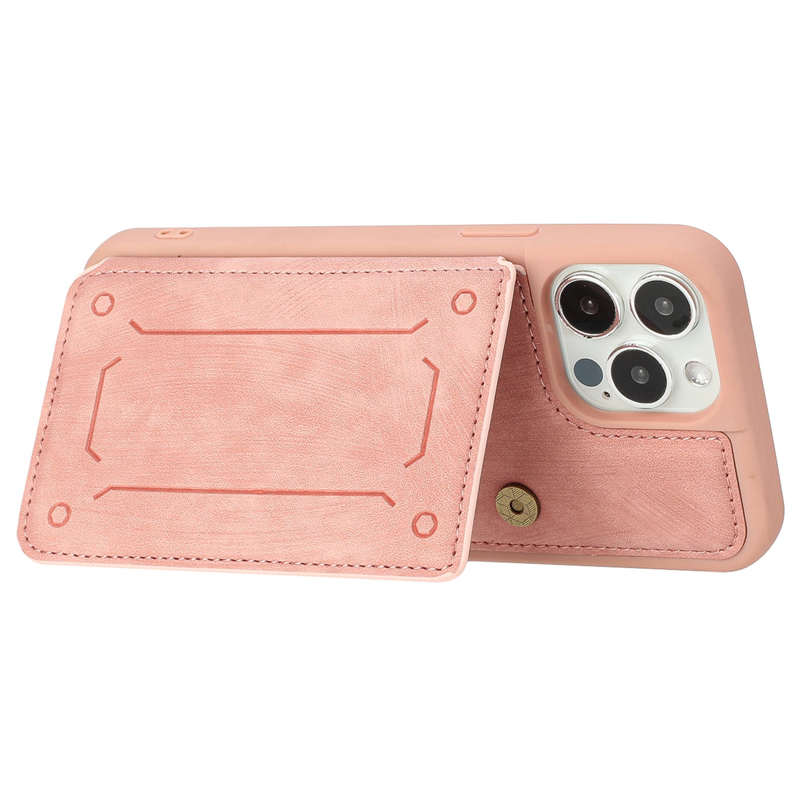 For iPhone 14 Pro Max Shockproof PU Leather Coated TPU Phone Case Dual Card Holder Kickstand Magnetic Cover