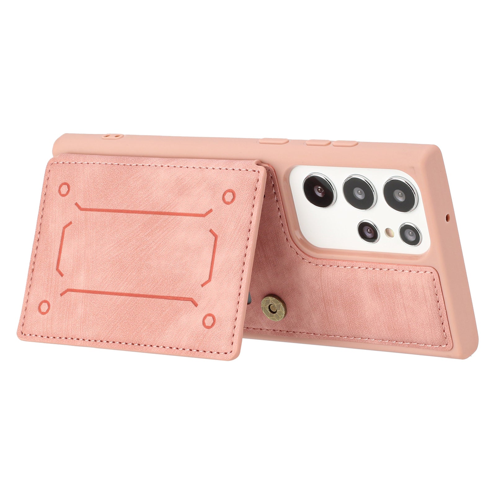 Back Shell for Samsung Galaxy S22 Ultra 5G Anti-fingerprint PU Leather Coated TPU Phone Case Dual Card Holder Kickstand Magnetic Cover