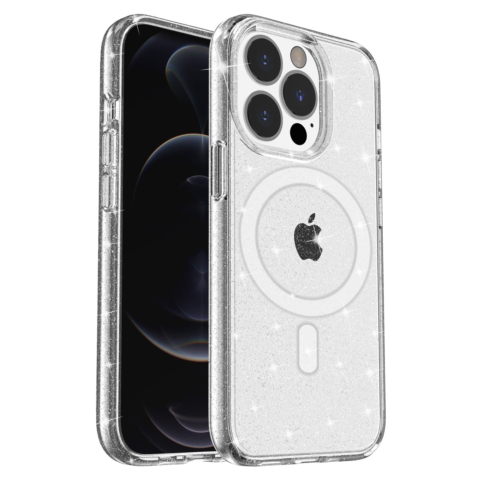 Magnetic Case for iPhone 12 Pro Max 6.7 inch Compatible with MagSafe Sparkle Glitter Powder Hard PC Soft TPU Defender Phone Cover