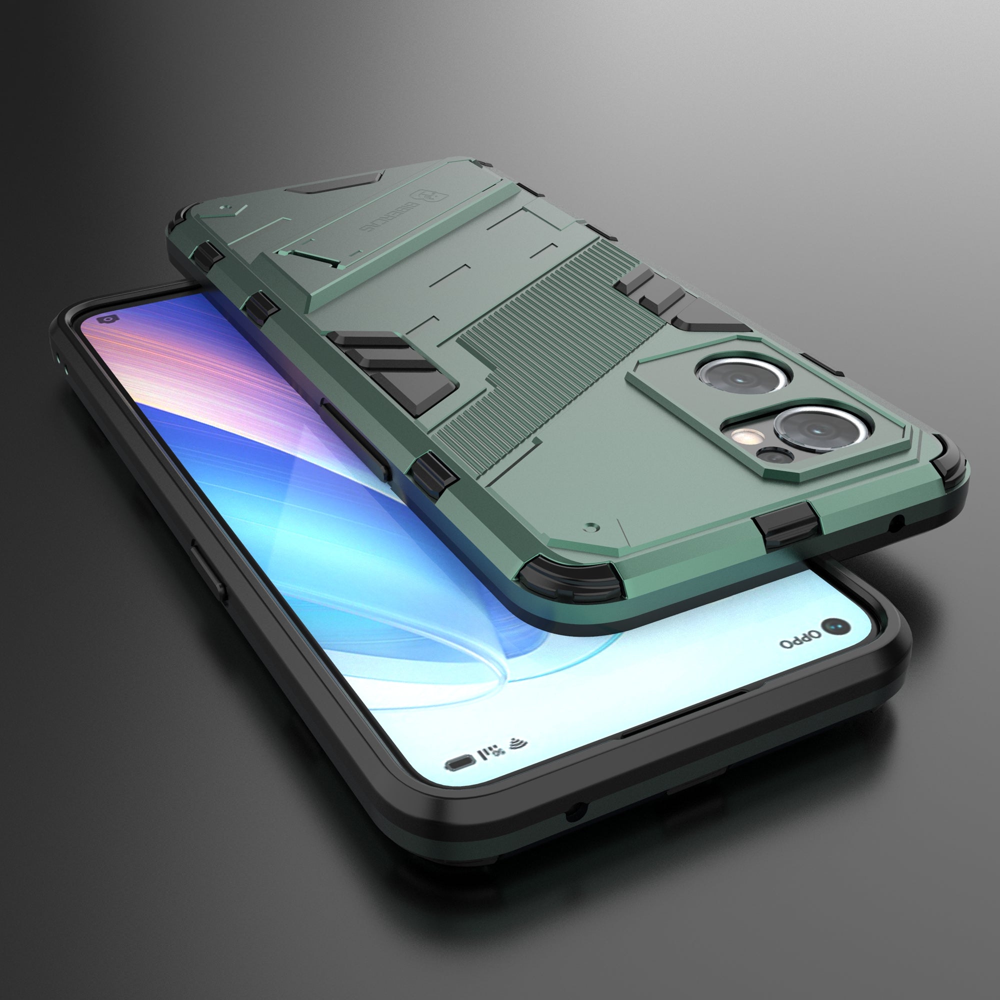 Pro Oppo Reno7 5G (Global) Find X5 Lite Nárazuvzdorné pouzdro na telefon Kickstand Dvouvrstvý design Měkký TPU pevný zadní kryt PC telefonu