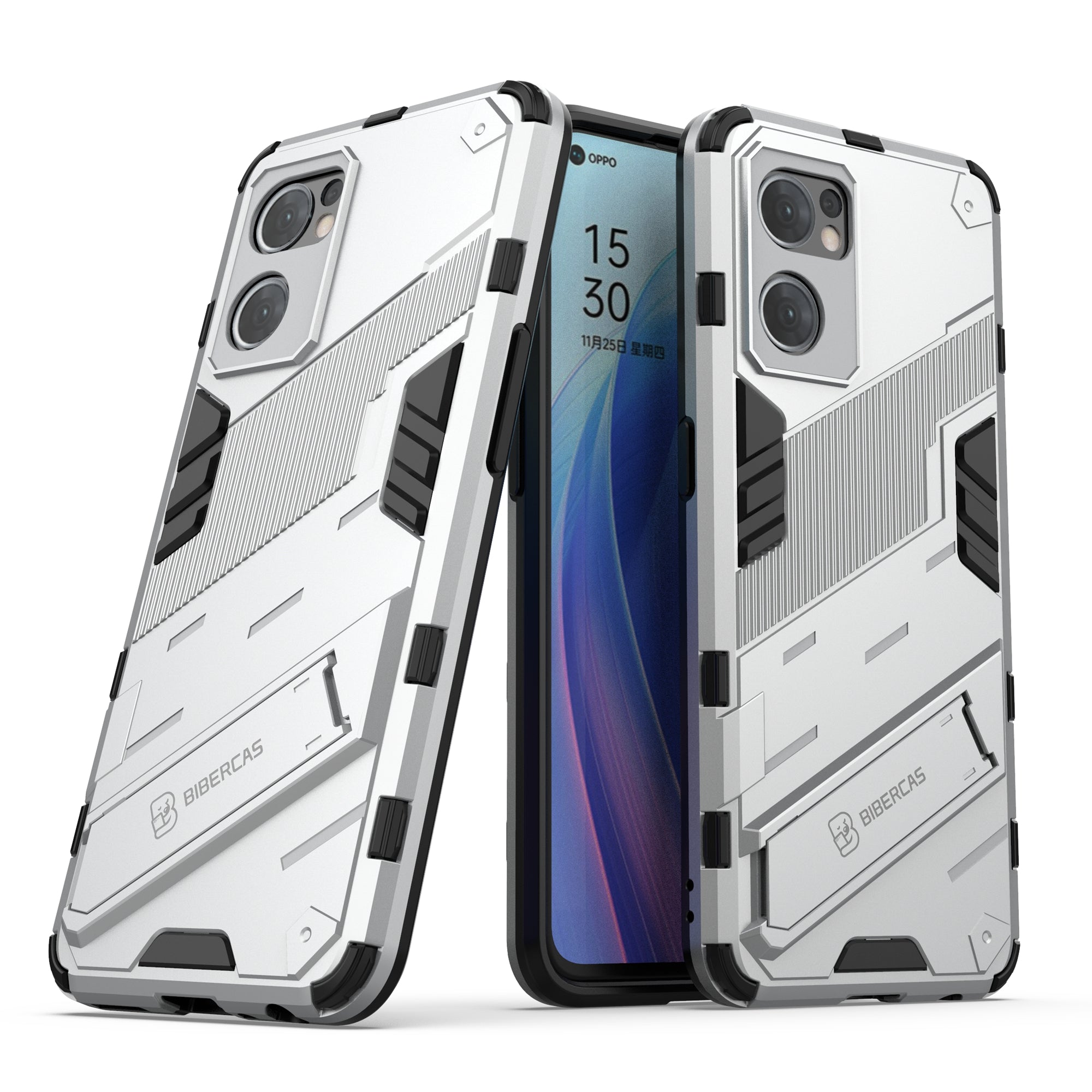 Pro Oppo Reno7 5G (Global) Find X5 Lite Nárazuvzdorné pouzdro na telefon Kickstand Dvouvrstvý design Měkký TPU pevný zadní kryt PC telefonu