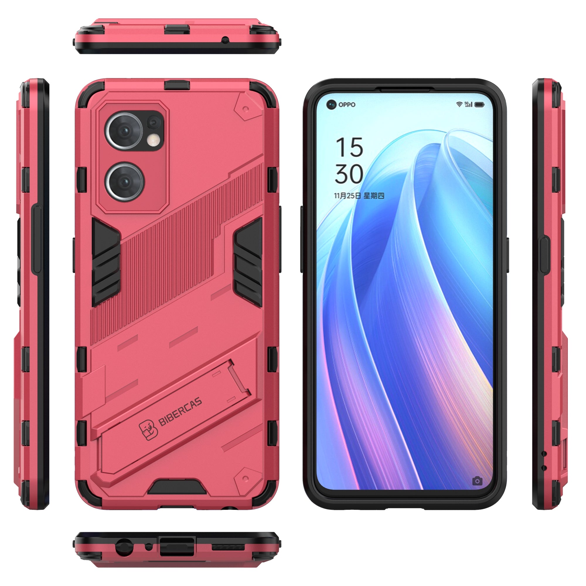 Pro Oppo Reno7 5G (Global) Find X5 Lite Nárazuvzdorné pouzdro na telefon Kickstand Dvouvrstvý design Měkký TPU pevný zadní kryt PC telefonu