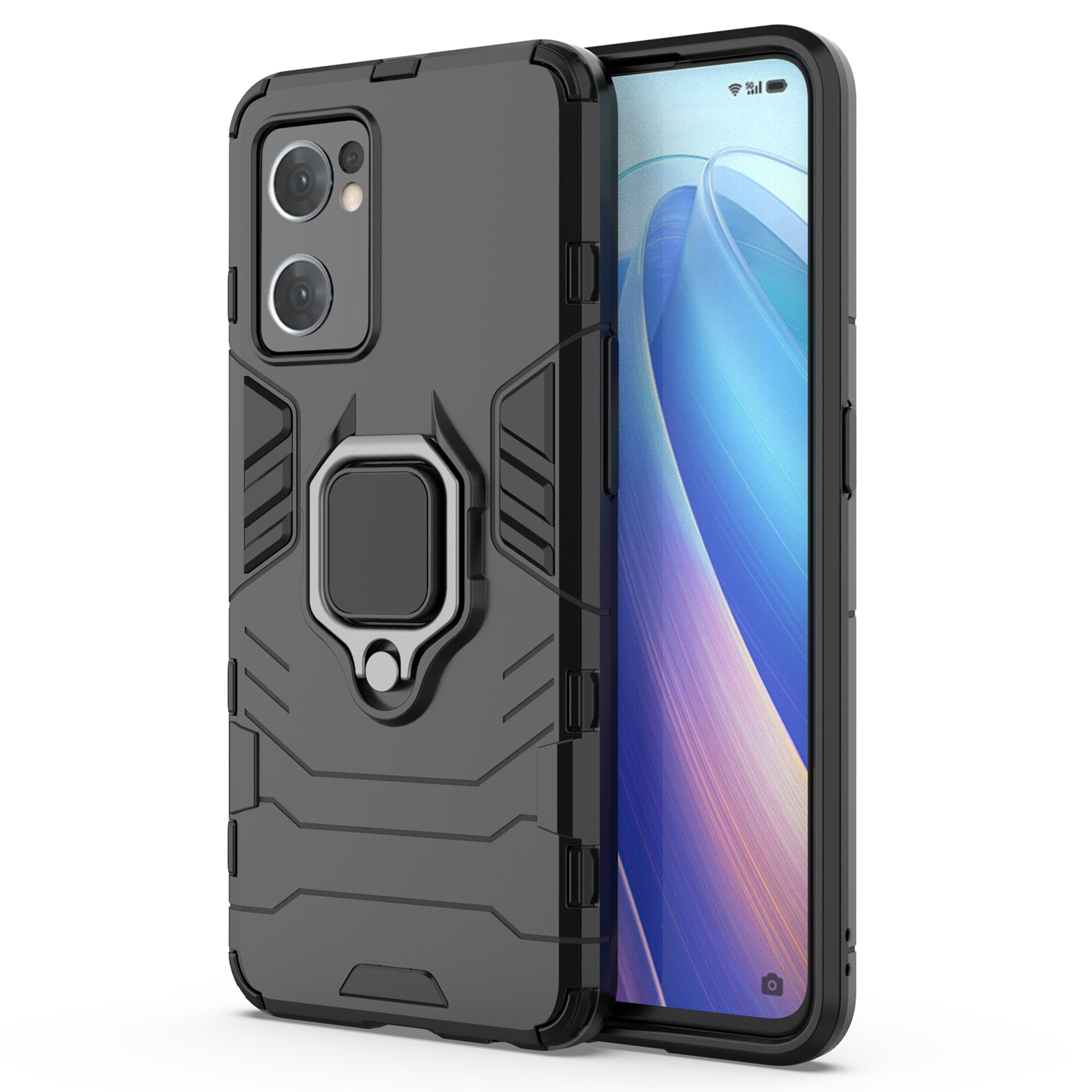For Oppo Reno7 5G (Global) Find X5 Lite Ring Holder Kickstand Phone Case TPU PC Anti-Scratch Protective Cover