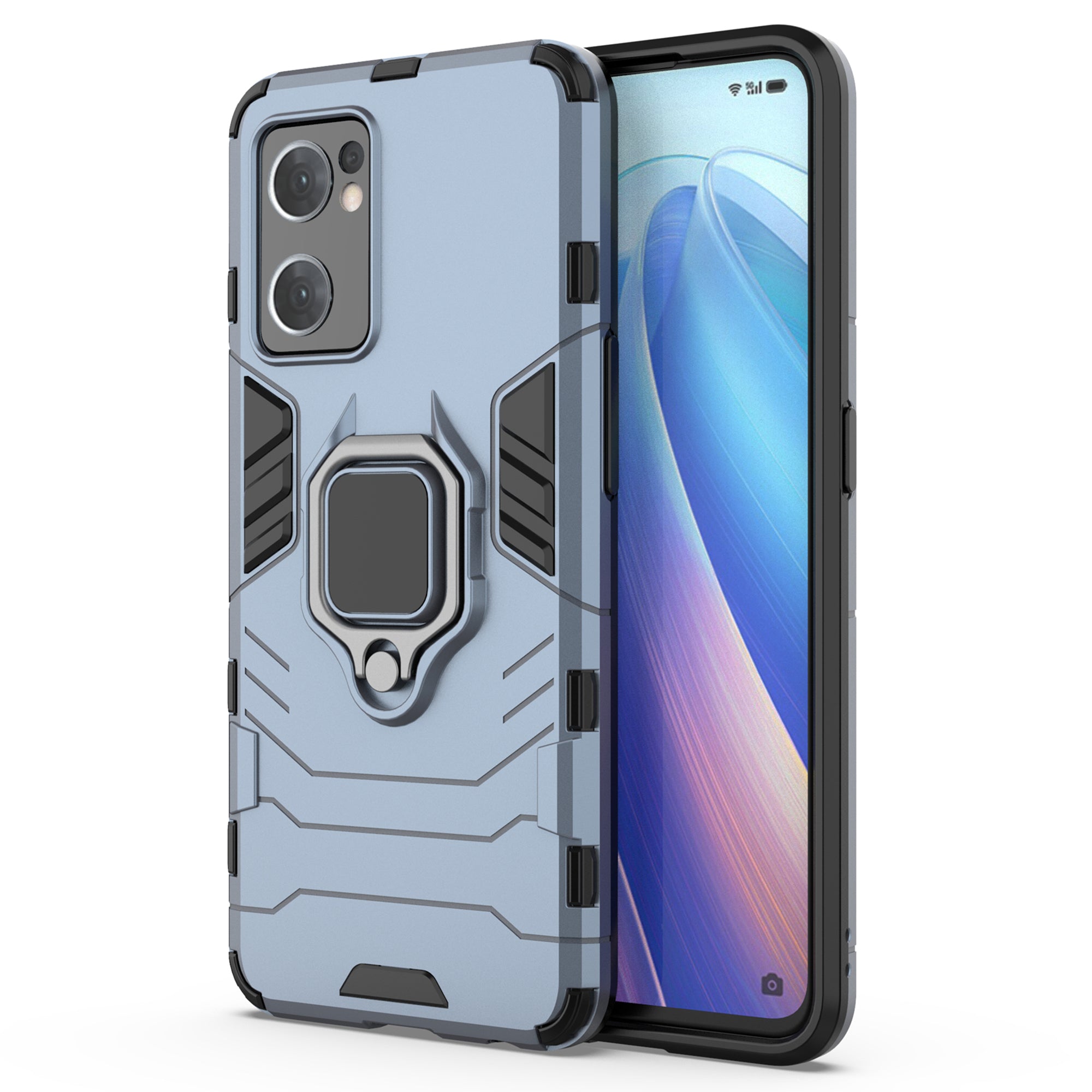For Oppo Reno7 5G (Global) Find X5 Lite Ring Holder Kickstand Phone Case TPU PC Anti-Scratch Protective Cover