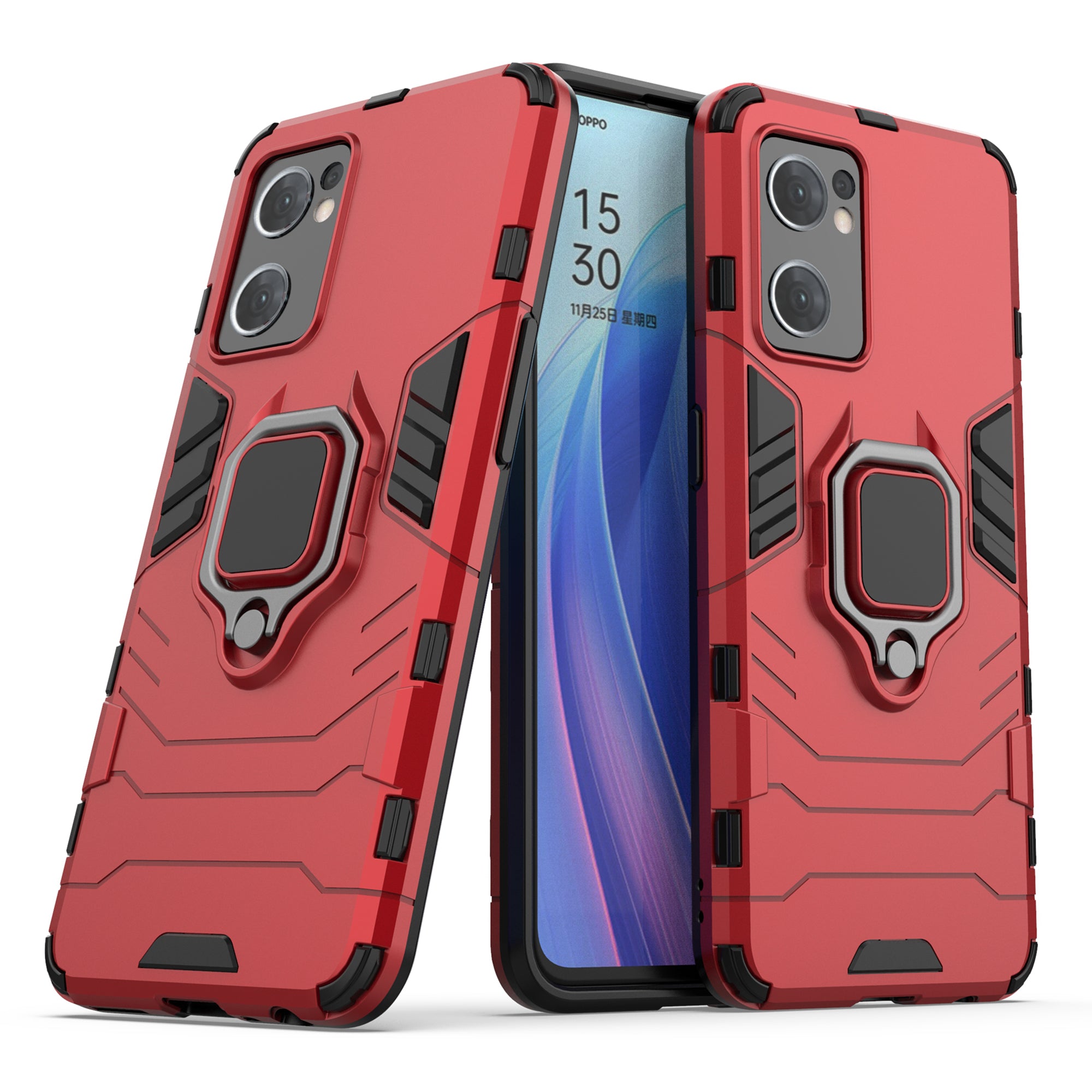 For Oppo Reno7 5G (Global) Find X5 Lite Ring Holder Kickstand Phone Case TPU PC Anti-Scratch Protective Cover