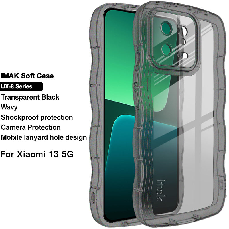 IMAK UX-8 Series For Xiaomi 13 5G Soft TPU Clear Phone Case Lightweight Drop-proof Back Cover with Wavy Shape Edge