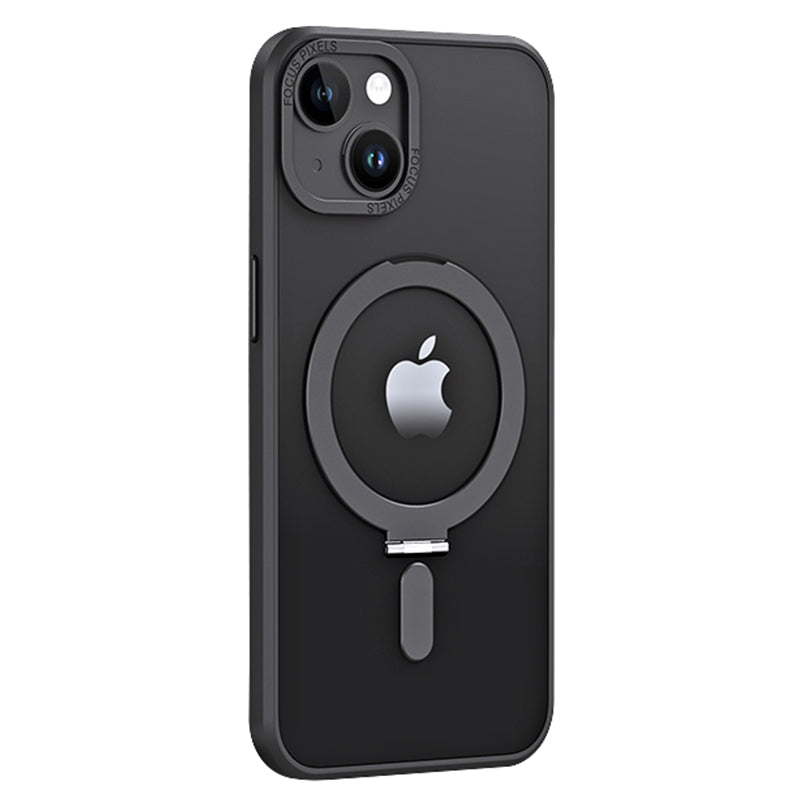 Bump Proof Back Shell for iPhone 14 Compatible with MagSafe Skin-touch Phone Case Electroplating Camera Frame Design PC TPU Kickstand Cover