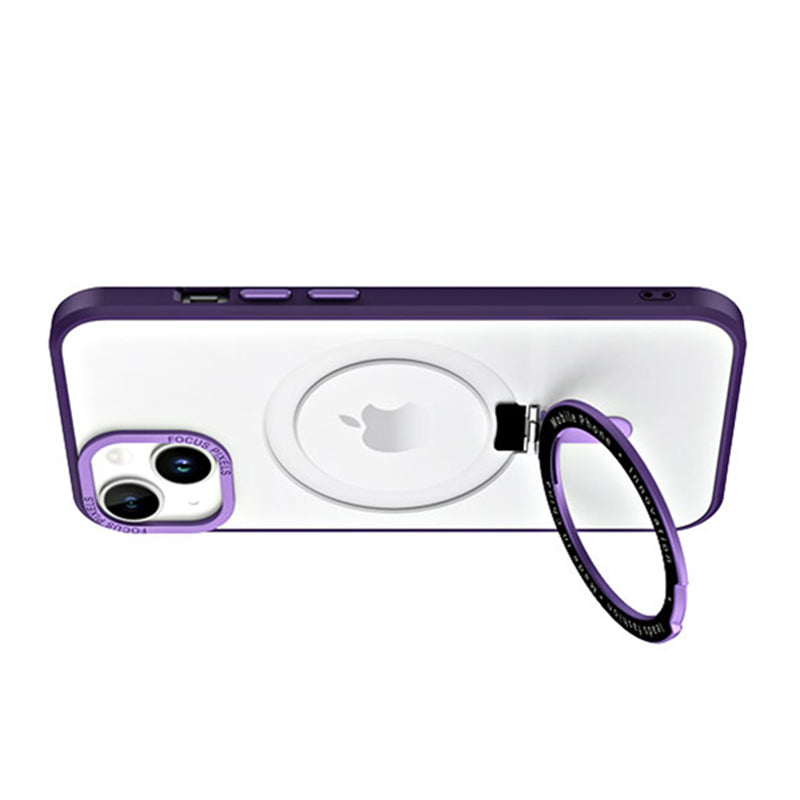 Bump Proof Back Shell for iPhone 14 Compatible with MagSafe Skin-touch Phone Case Electroplating Camera Frame Design PC TPU Kickstand Cover