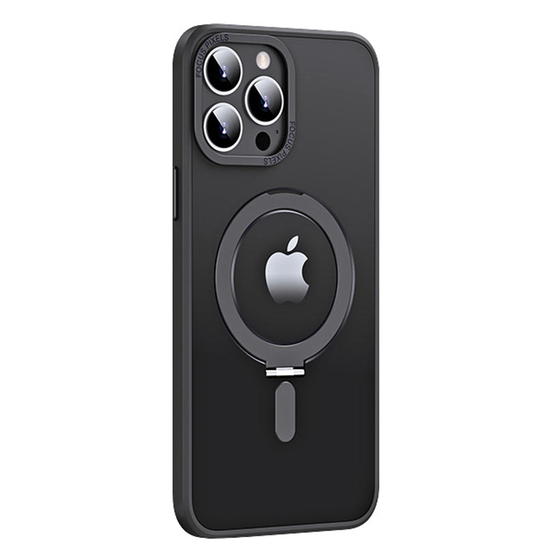 For iPhone 13 Pro Max 6.7 inch Compatible with MagSafe Skin-touch Phone Case Electroplating Camera Frame Design PC TPU Kickstand Cover