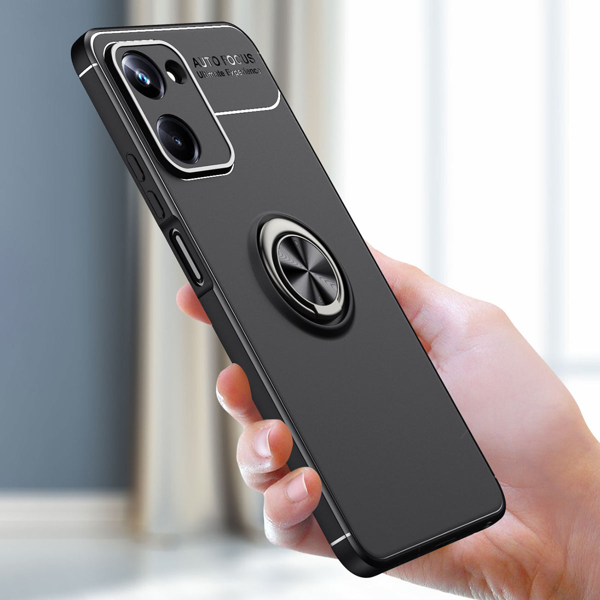 For Realme 10 Pro 5G Shockproof TPU Phone Case Ring Holder Kickstand Anti-drop Phone Back Cover
