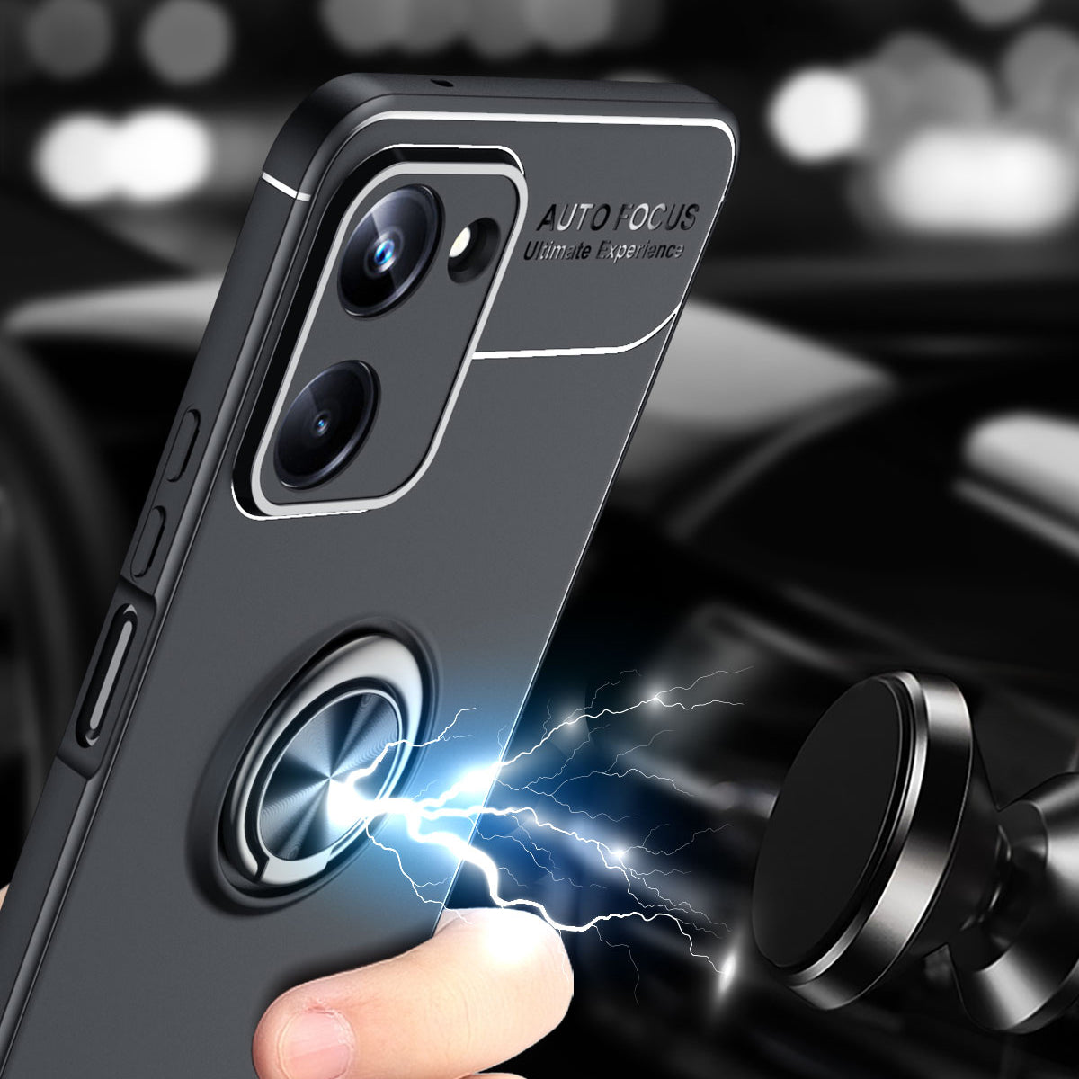 For Realme 10 Pro 5G Shockproof TPU Phone Case Ring Holder Kickstand Anti-drop Phone Back Cover