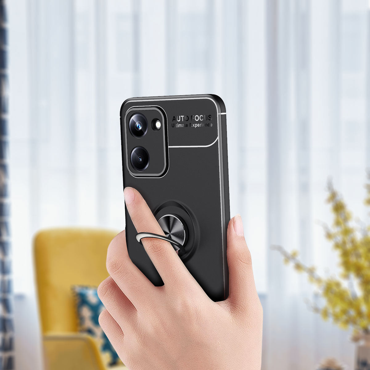For Realme 10 Pro 5G Shockproof TPU Phone Case Ring Holder Kickstand Anti-drop Phone Back Cover