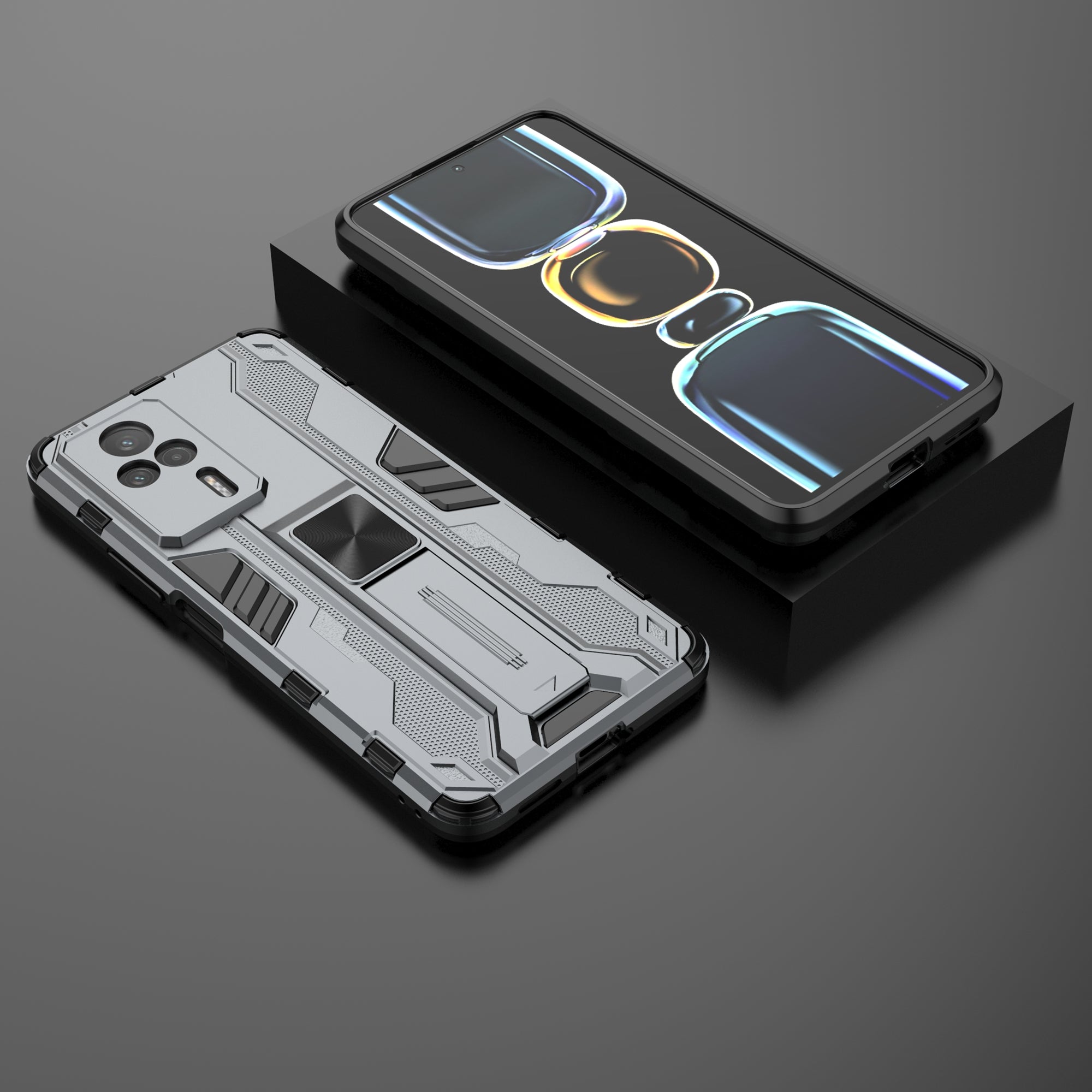 For Xiaomi Redmi K60E 5G Hard PC Soft TPU Drop Protection Phone Case Kickstand Shockproof Protective Cover