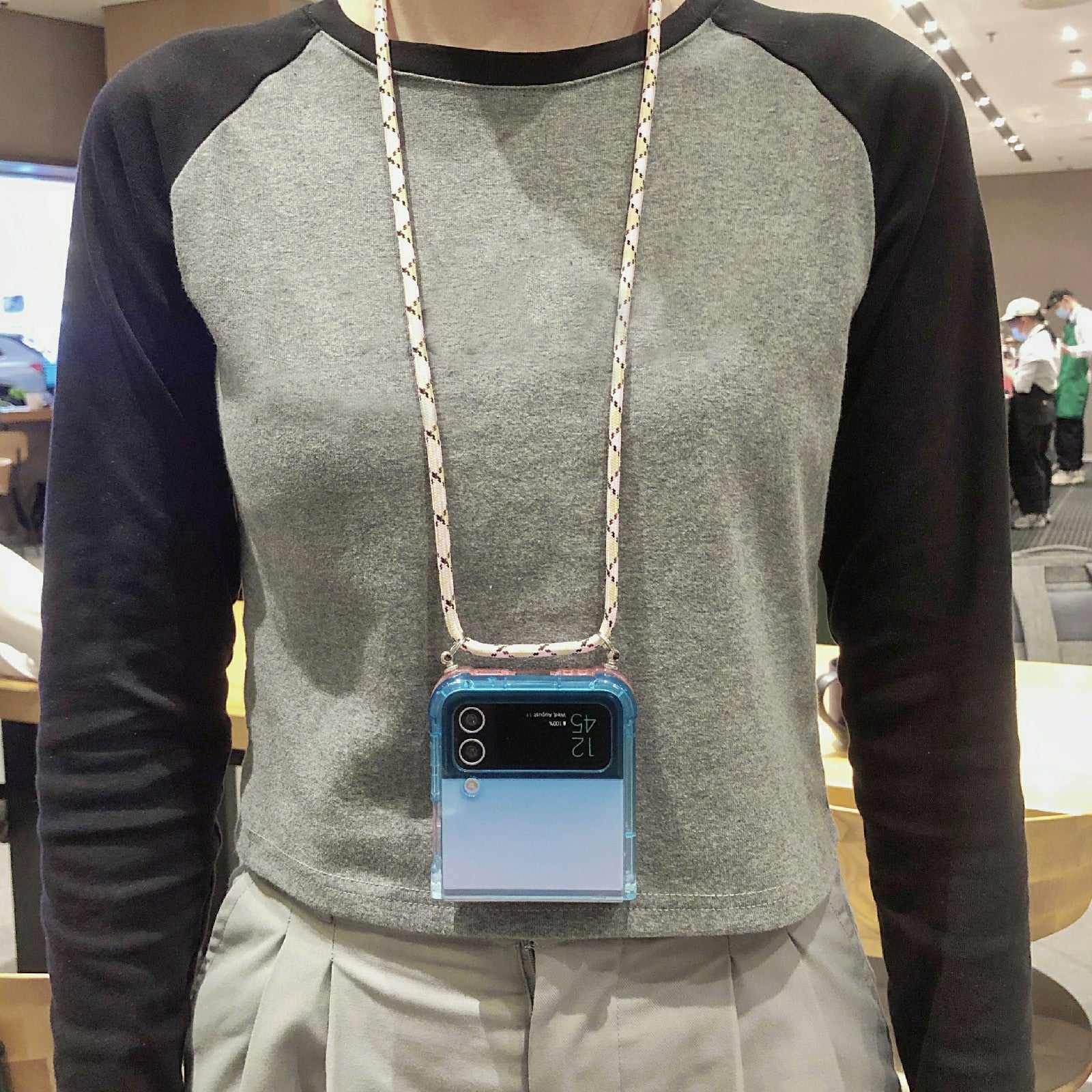 For Samsung Galaxy Z Flip3 5G Gradient Color TPU Phone Case Drop-proof Back Cover with Lanyard