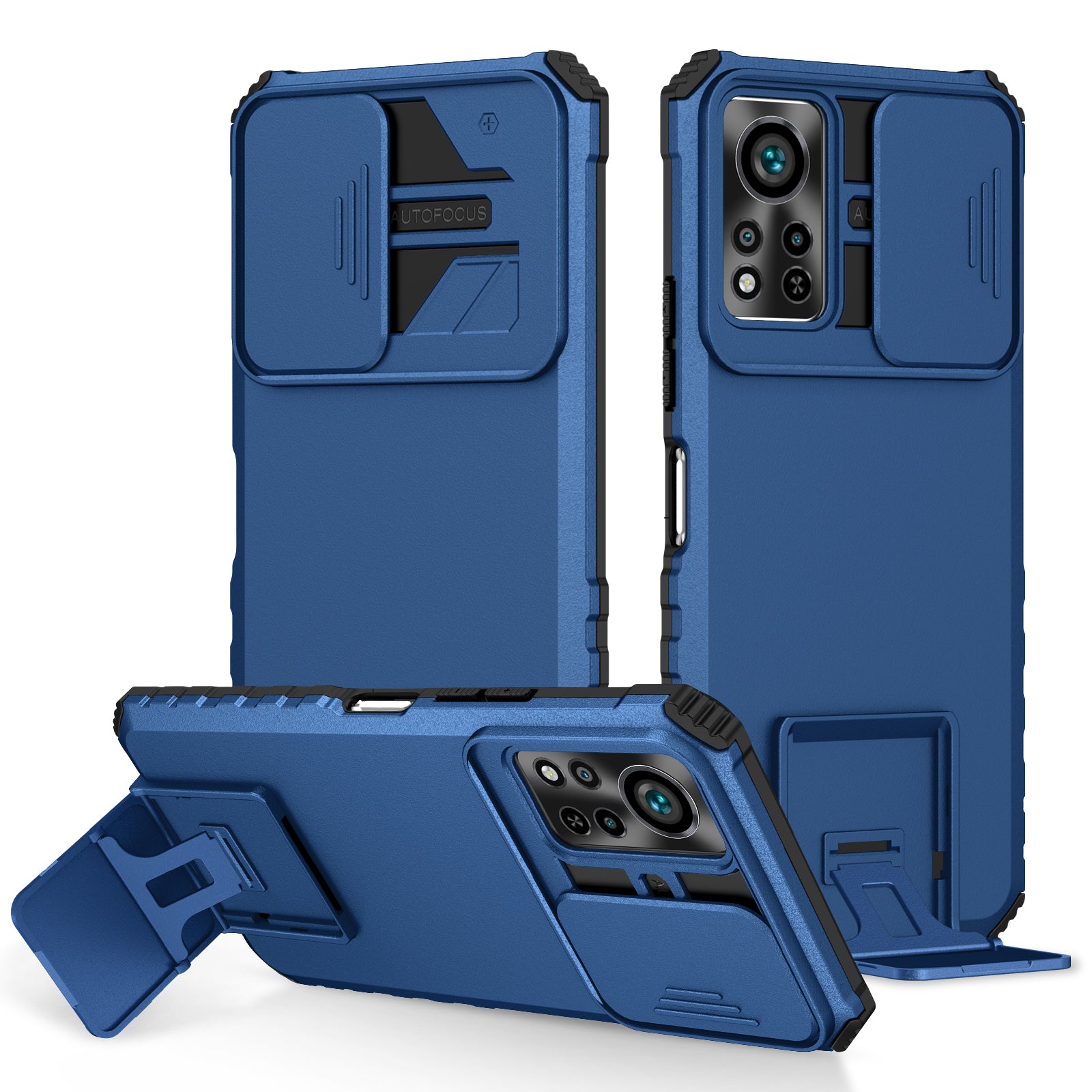 Til Infinix Hot 11s NFC 4G Slide Kamerabeskyttelse Anti-fald Mobiltelefon Shell Kickstand PC TPU Hybrid Cover Telefon Case