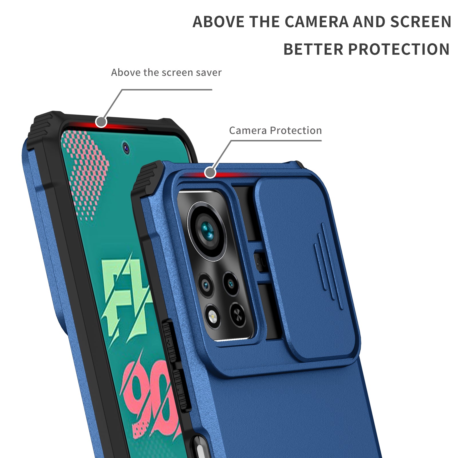 Til Infinix Hot 11s NFC 4G Slide Kamerabeskyttelse Anti-fald Mobiltelefon Shell Kickstand PC TPU Hybrid Cover Telefon Case