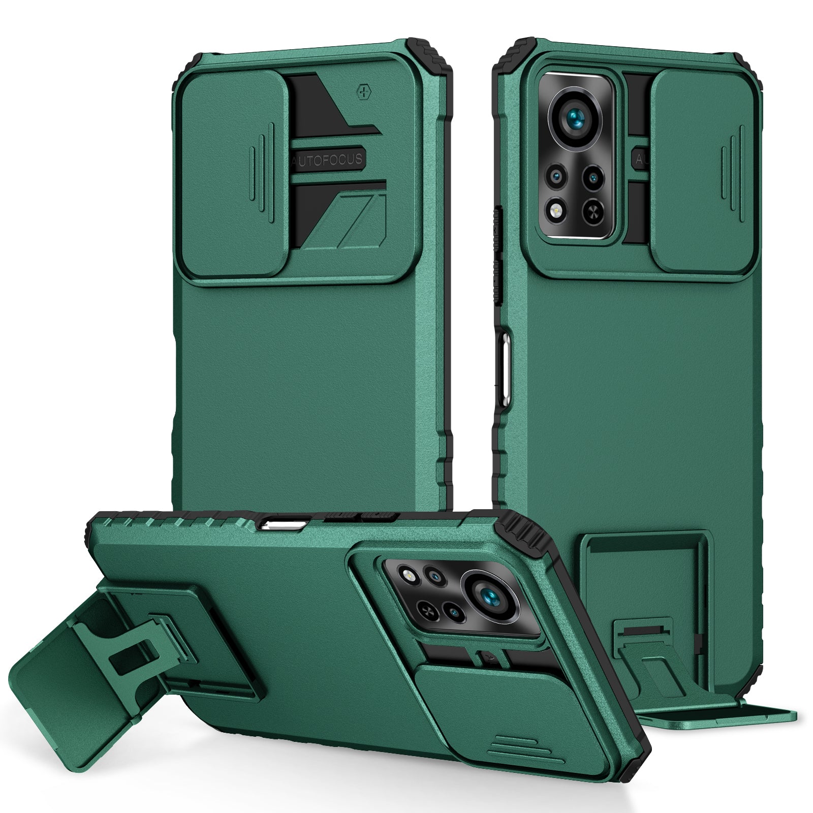 Til Infinix Hot 11s NFC 4G Slide Kamerabeskyttelse Anti-fald Mobiltelefon Shell Kickstand PC TPU Hybrid Cover Telefon Case