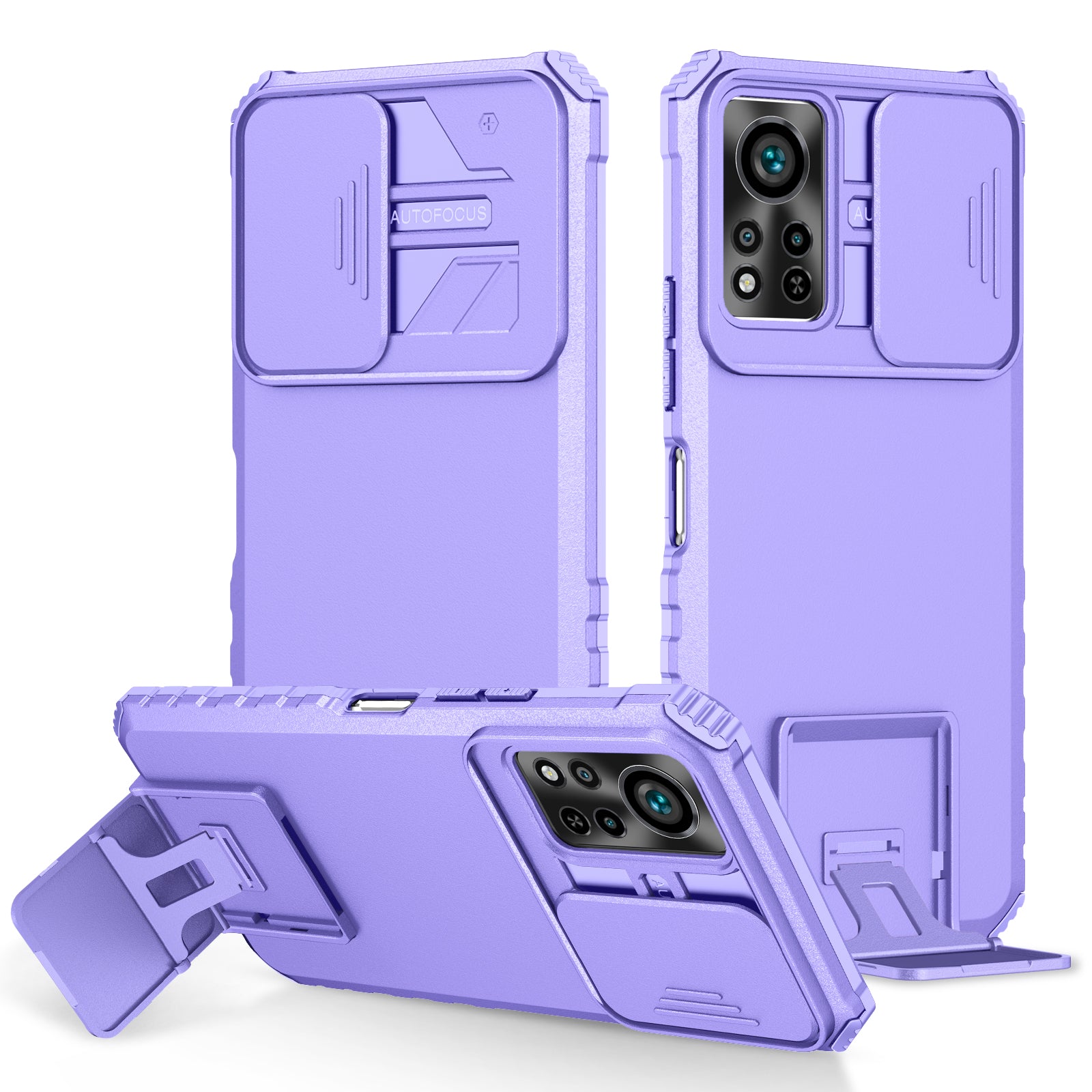 Til Infinix Hot 11s NFC 4G Slide Kamerabeskyttelse Anti-fald Mobiltelefon Shell Kickstand PC TPU Hybrid Cover Telefon Case