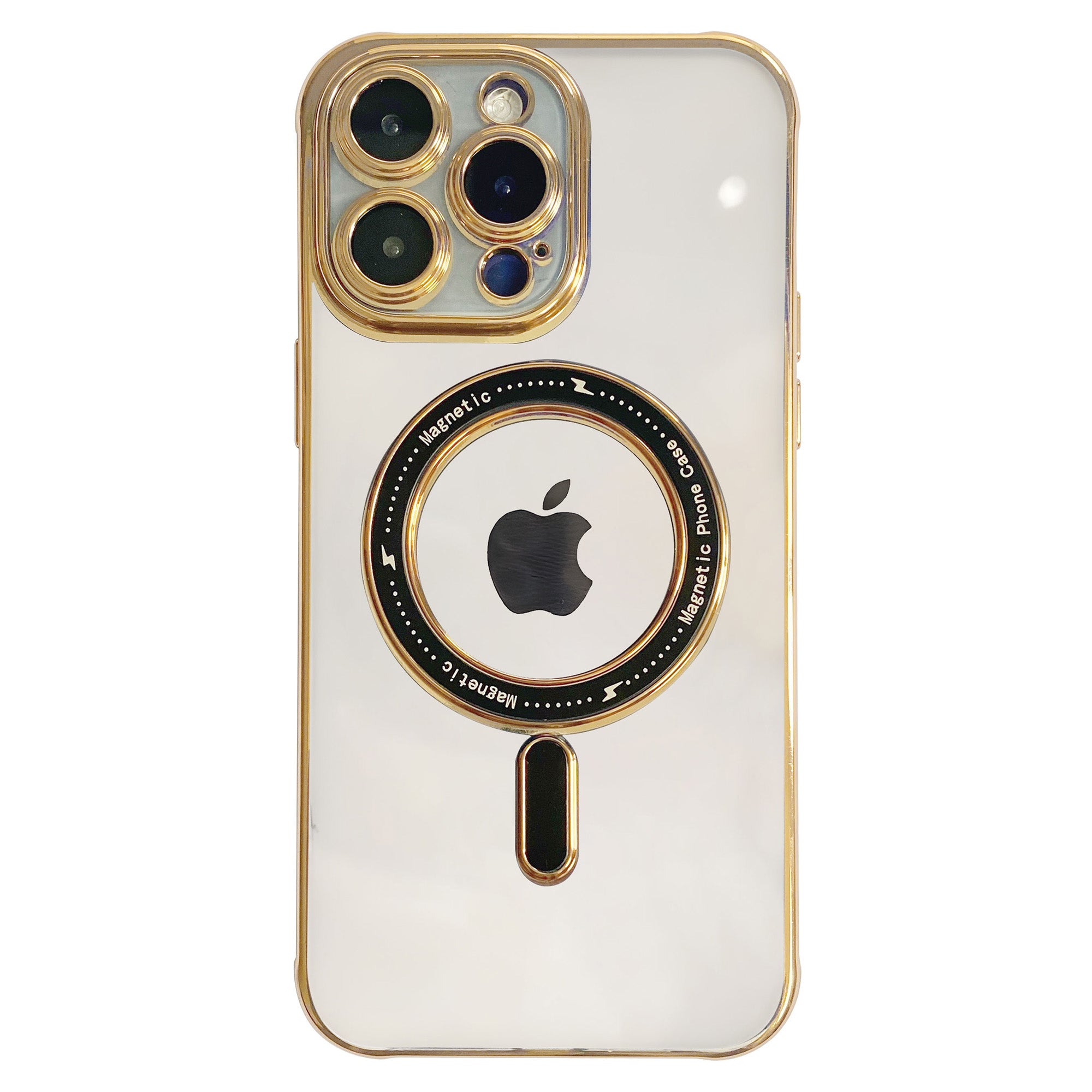 Magnetic Electroplated Edges Clear Case for iPhone 13 Pro Max 6.7 inch Soft TPU Camera Protection Shockproof Anti-Fall Phone Cover Compatible with MagSafe