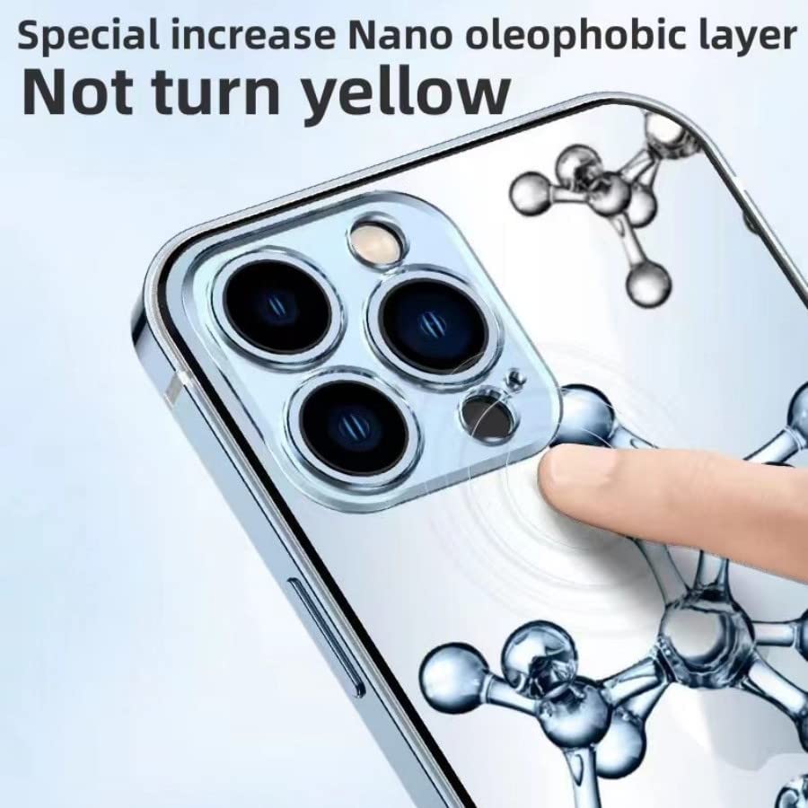 For iPhone 14 Pro Max Anti-drop Magnetic Phone Case Compatible with Magsafe Metal Frame Phone Shell with Tempered Glass Camera Lens Cover