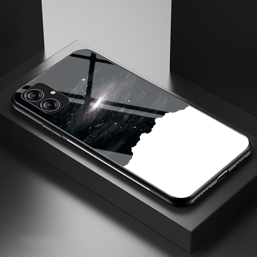 Anti-fall Phone Case For Samsung Galaxy A04e 4G F04 4G M04 4G Starry Sky Pattern Printing Tempered Glass Hard PC Soft TPU Back Cover
