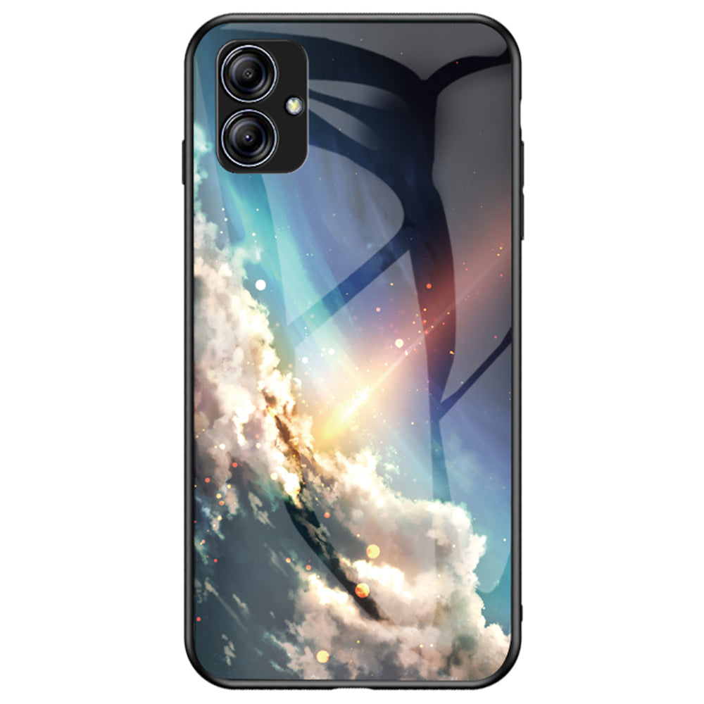 Anti-fall Phone Case For Samsung Galaxy A04e 4G F04 4G M04 4G Starry Sky Pattern Printing Tempered Glass Hard PC Soft TPU Back Cover