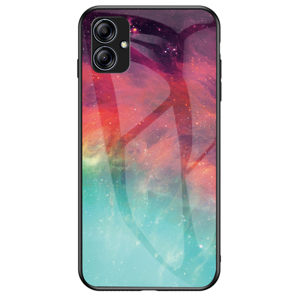 Anti-fall Phone Case For Samsung Galaxy A04e 4G F04 4G M04 4G Starry Sky Pattern Printing Tempered Glass Hard PC Soft TPU Back Cover