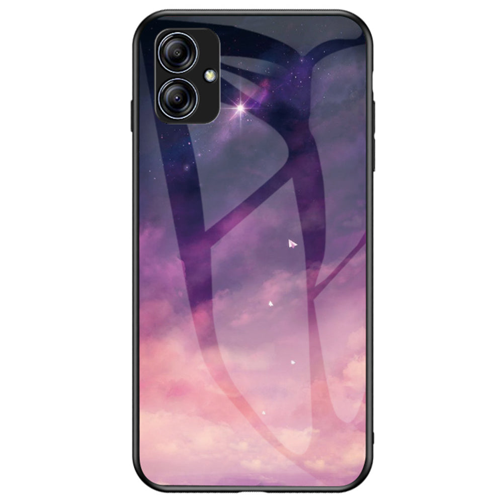 Anti-fall Phone Case For Samsung Galaxy A04e 4G F04 4G M04 4G Starry Sky Pattern Printing Tempered Glass Hard PC Soft TPU Back Cover