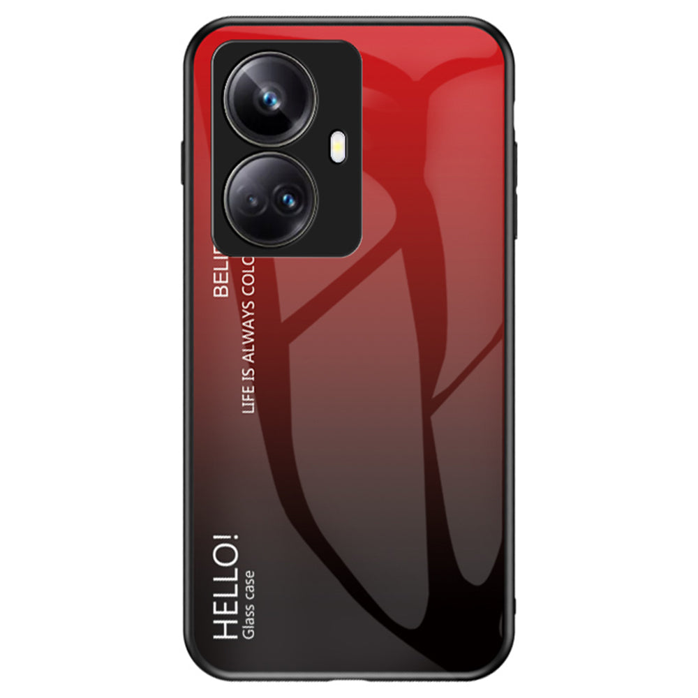 For Realme 10 Pro 5G Gradient Color Scratch-resistant Phone Cover Tempered Glass Hard PC Soft TPU Phone Case