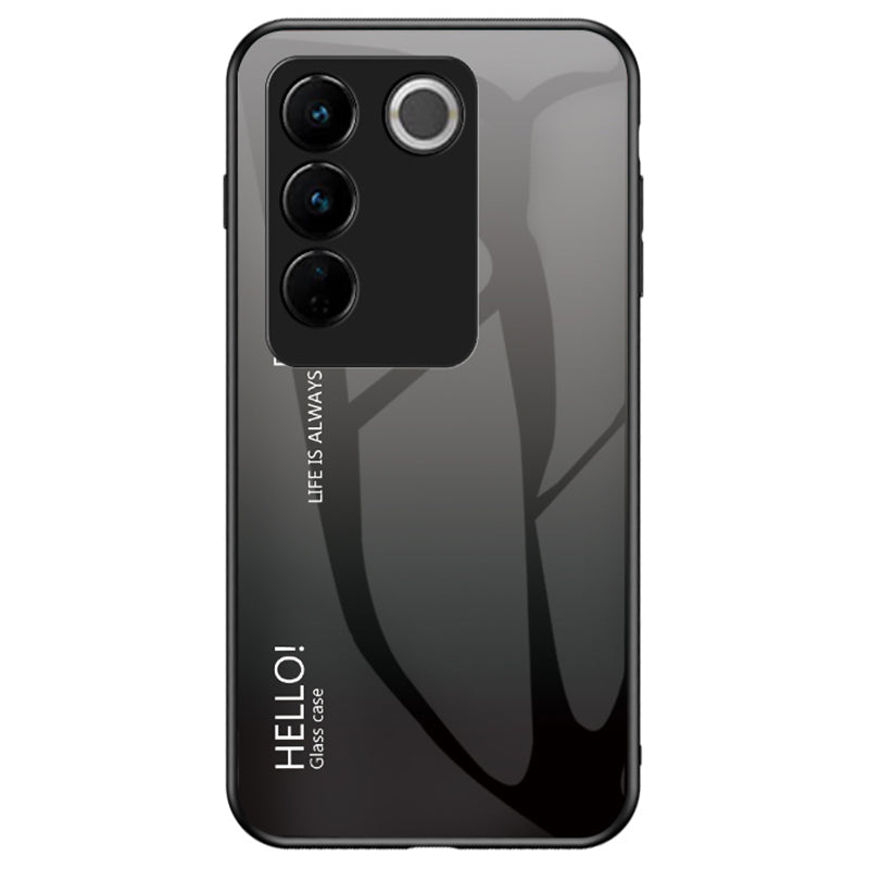 For vivo S16 S16 Pro Gradient Color Fall-proof Tempered Glass Back Shell Hard PC Soft TPU Hybrid Phone Case