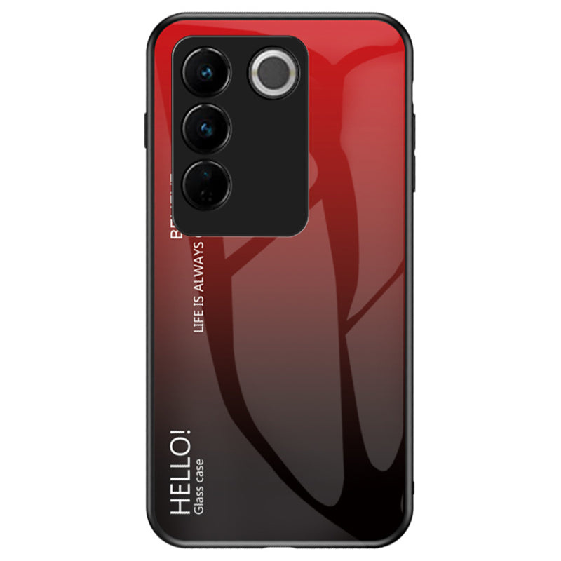For vivo S16 S16 Pro Gradient Color Fall-proof Tempered Glass Back Shell Hard PC Soft TPU Hybrid Phone Case
