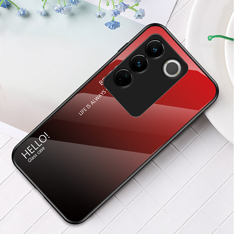 For vivo S16 S16 Pro Gradient Color Fall-proof Tempered Glass Back Shell Hard PC Soft TPU Hybrid Phone Case