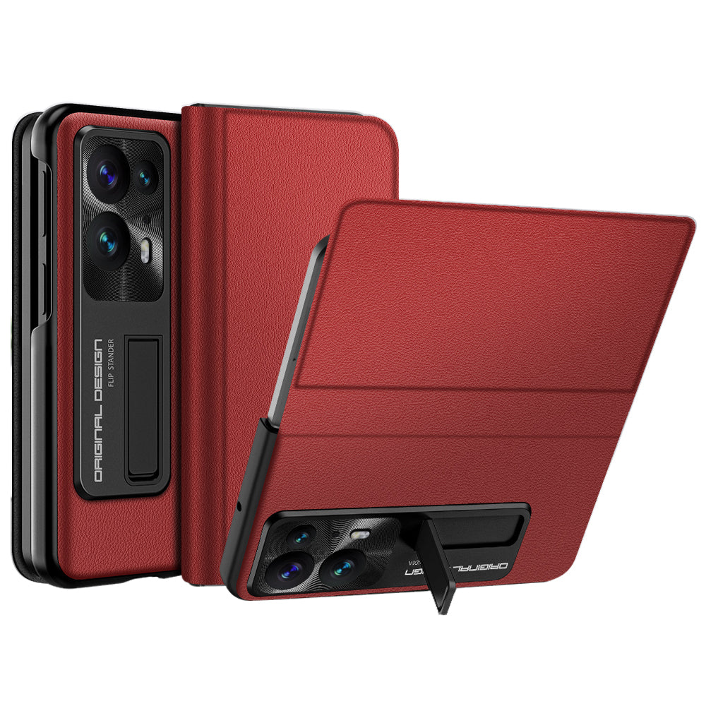 For Oppo Find N2 5G Magnetic PU Leather PC Phone Case Kickstand Anti-scratch Folding Phone Cover