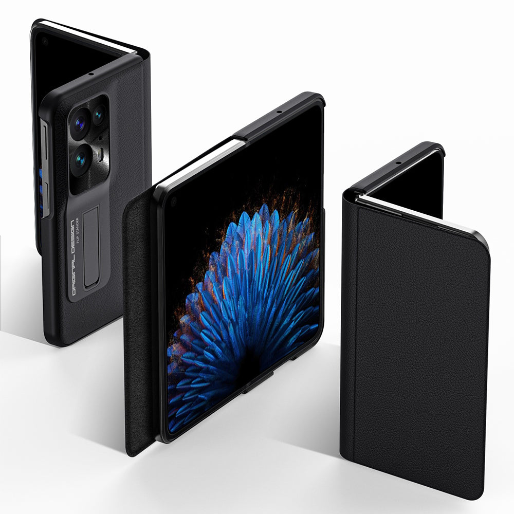 For Oppo Find N2 5G Magnetic PU Leather PC Phone Case Kickstand Anti-scratch Folding Phone Cover