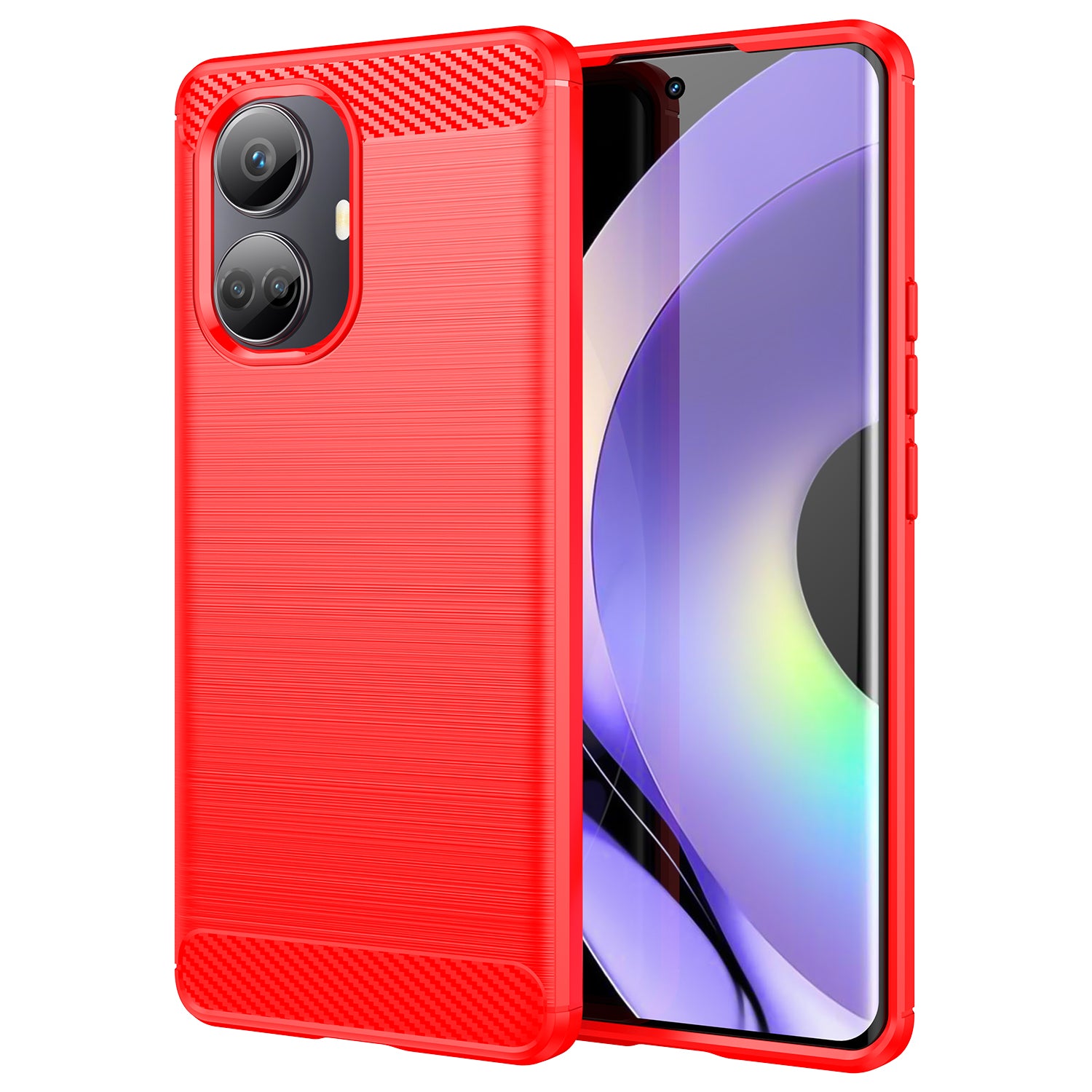 Til Realme 10 Pro 5G faldbeskyttelse Fleksibel TPU-telefonbagcover Børstet kulfibertekstur mobiltelefonetui