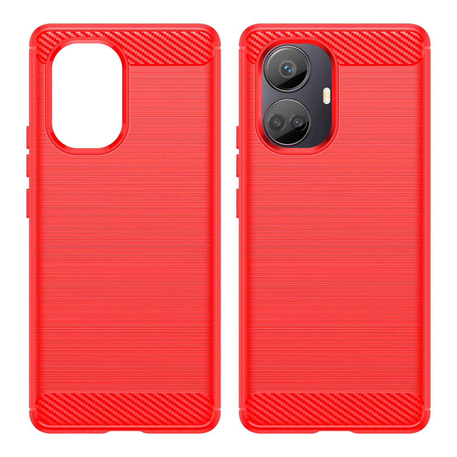 Til Realme 10 Pro 5G faldbeskyttelse Fleksibel TPU-telefonbagcover Børstet kulfibertekstur mobiltelefonetui