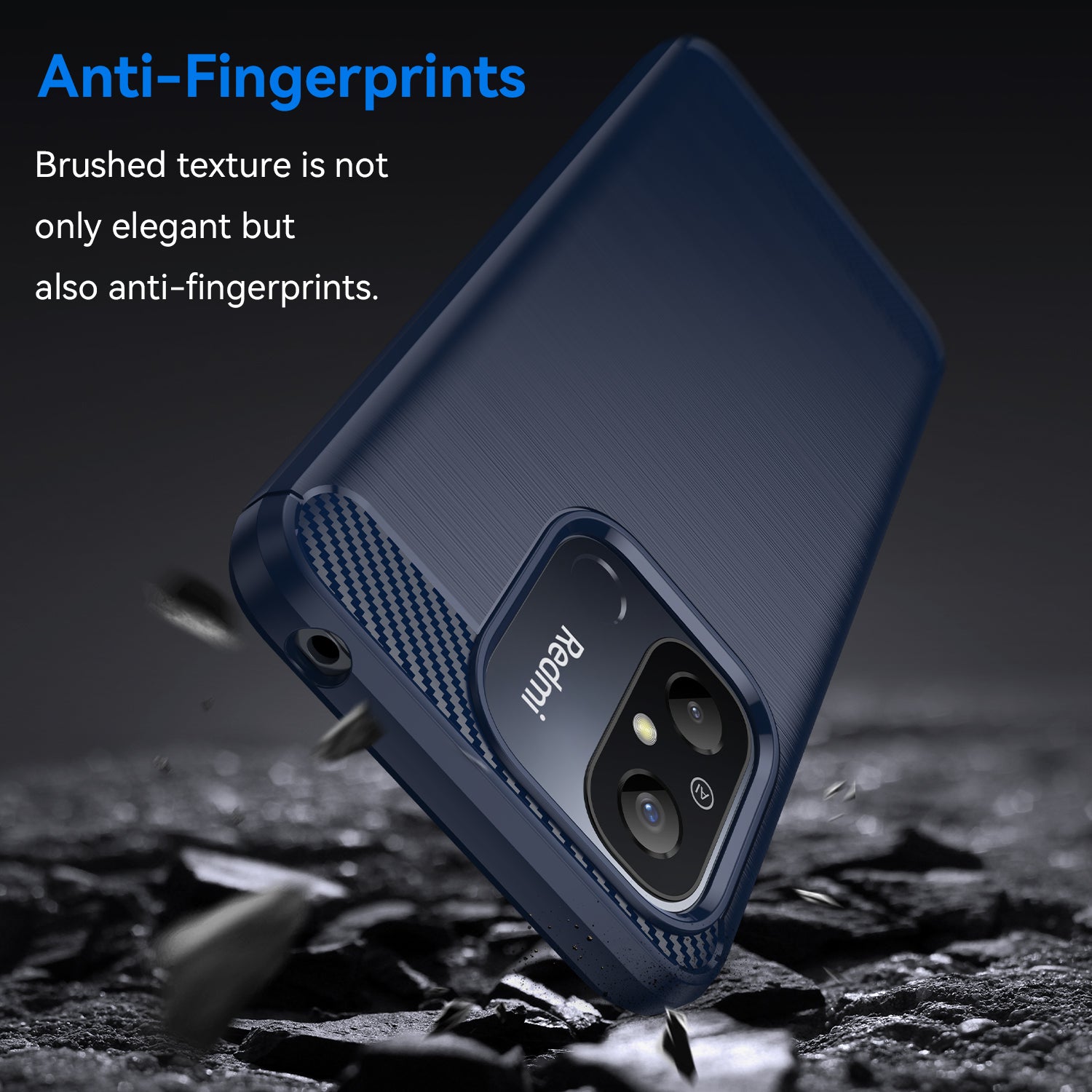 For Xiaomi Redmi 12C 4G Flexible TPU Phone Back Cover Brushed Carbon Fiber Texture Drop Protection Phone Case