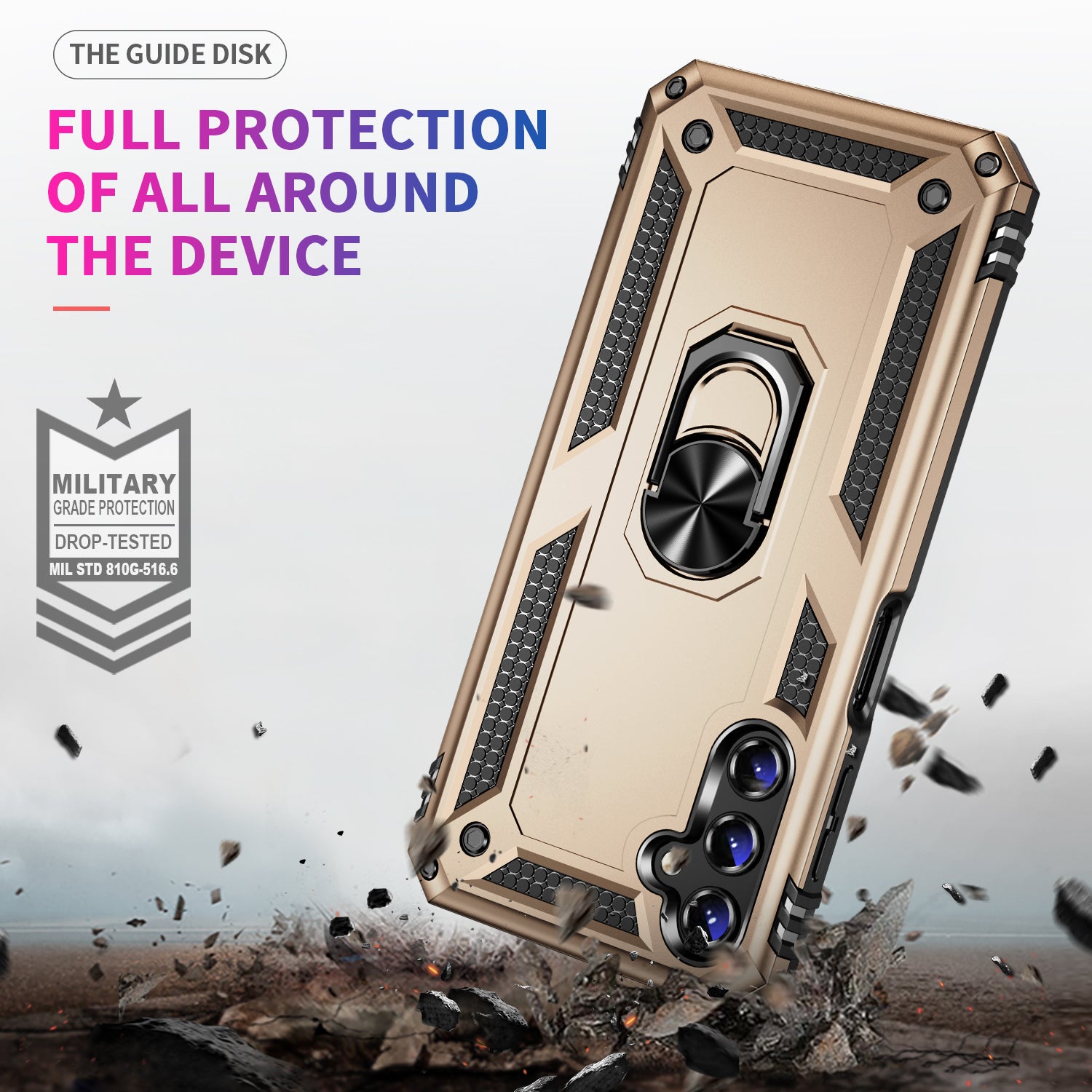 For Samsung Galaxy A14 5G Military Grade Shockproof Phone Case Ring Kickstand Design PC TPU Drop-proof Cover