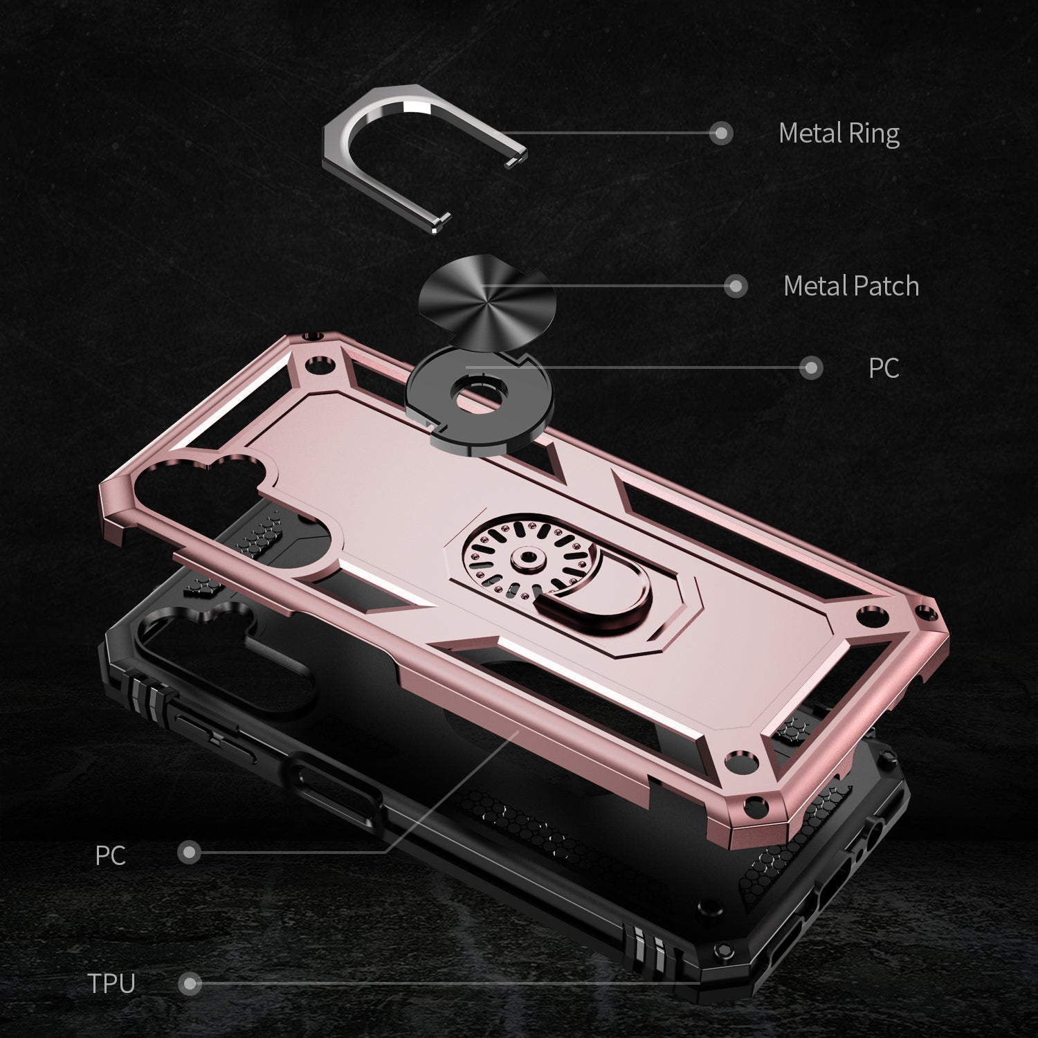 For Samsung Galaxy A14 5G Military Grade Shockproof Phone Case Ring Kickstand Design PC TPU Drop-proof Cover