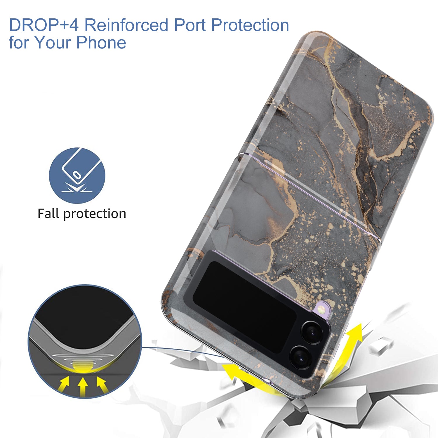GW18 For Samsung Galaxy Z Flip3 5G Marble Pattern IMD Non-Fading Case Soft TPU Shockproof Phone Cover