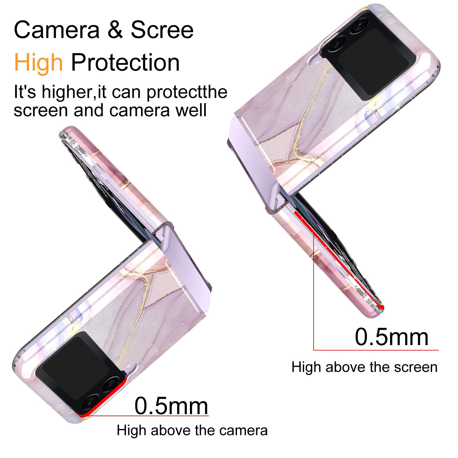 GW18 For Samsung Galaxy Z Flip3 5G Marble Pattern IMD Non-Fading Case Soft TPU Shockproof Phone Cover