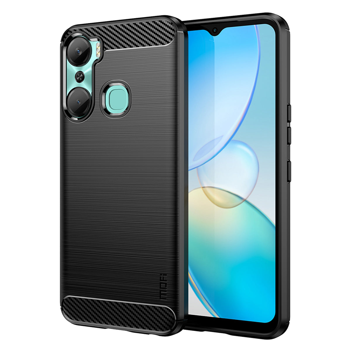 MOFI JK TPU Series-1 Carbon Fiber Phone Cover for Infinix Hot 12 Pro 4G Drop Protection TPU Brushed Phone Case Shell