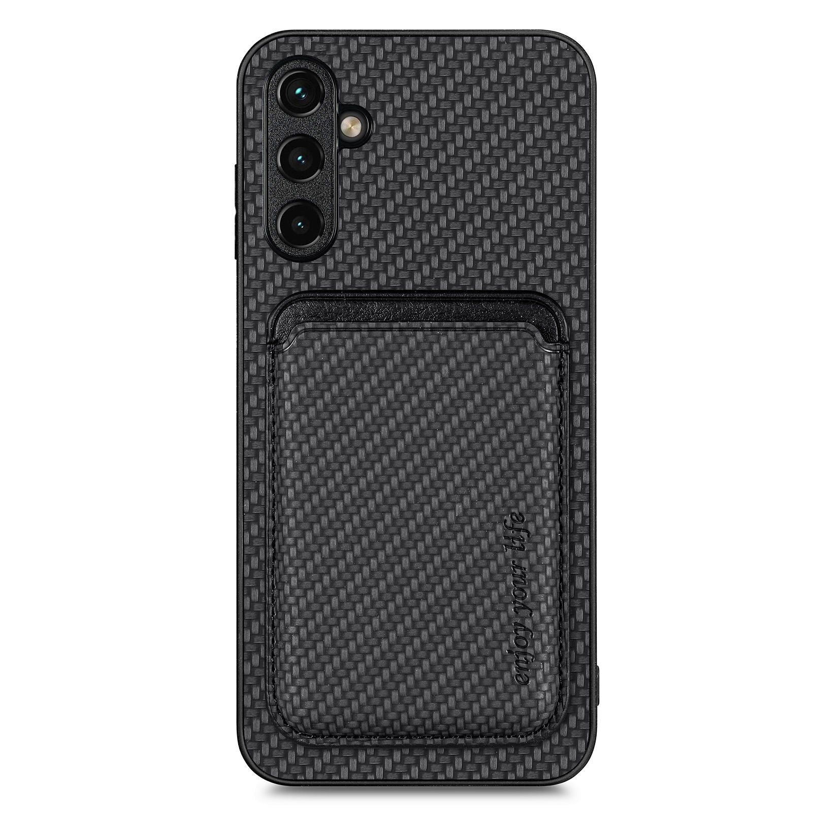 For Samsung Galaxy A54 5G Detachable 2-in-1 Magnetic Card Holder Phone Case Carbon Fiber Texture Protective Cover