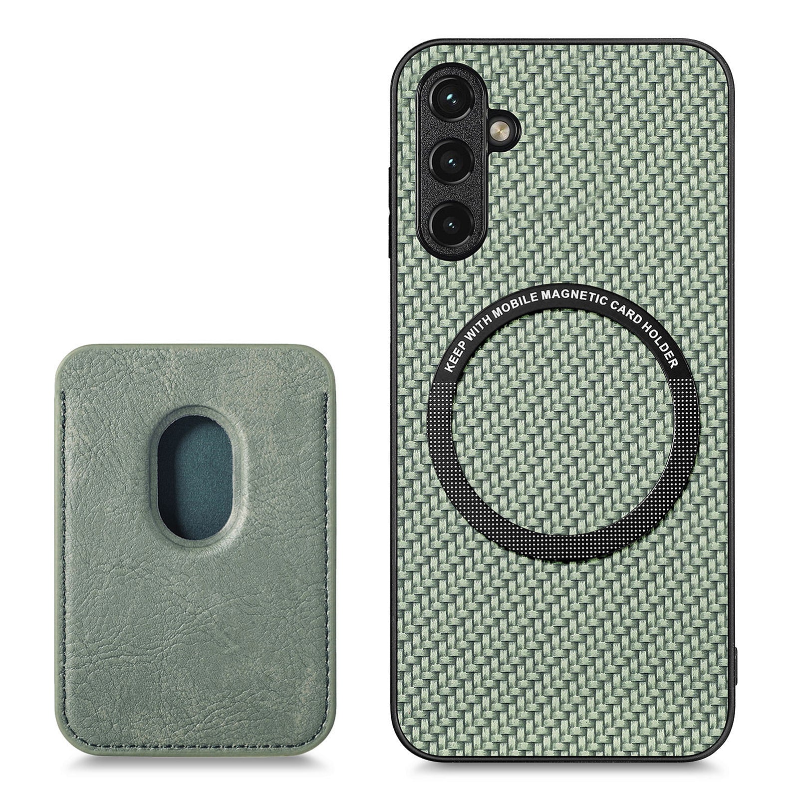 For Samsung Galaxy A54 5G Detachable 2-in-1 Magnetic Card Holder Phone Case Carbon Fiber Texture Protective Cover