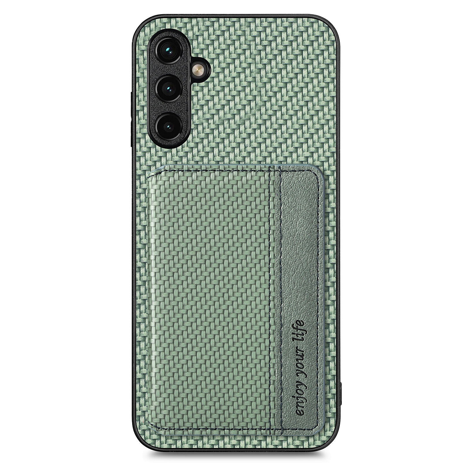For Samsung Galaxy A54 5G Carbon Fiber Texture RFID Blocking Phone Case Wallet Kickstand PU Leather Coated TPU Magnetic Cover