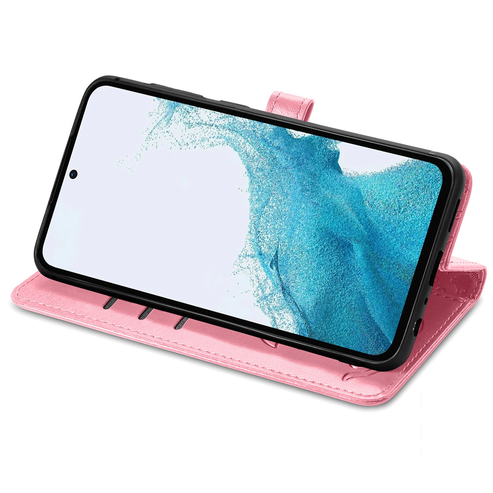 For Samsung Galaxy A54 5G PU Leather Wallet Cover Imprinted Cat Dog Pattern Anti-scratch Phone Stand Case